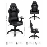 XL Gaming Καρέκλα Εργονομική Racing με Μαξιλάρια – Μαύρο - Image 2