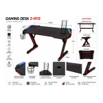 Gaming Desk Z-RYS με RGB LED – Carbon Επιφάνεια & Μεταλλικό Z-Frame 120 × 60 × 75 cm - Image 7
