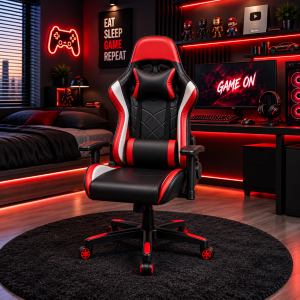 XL Gaming Καρέκλα Εργονομική Racing με Μαξιλάρια – Μαύρο / Κόκκινο