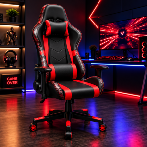 XL Gaming Καρέκλα Racing με RGB LED Φωτισμό – Μαύρο/Κόκκινο