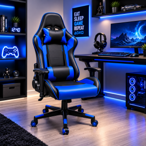 XL Gaming Καρέκλα Ergonomic Racing – Μαύρη / Μαύρη-Μπλε